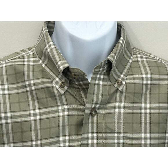 Cabelas Green Plaid Button Down Shirt Large Tall Wrinkle Free Performance - Picture 2 of 5